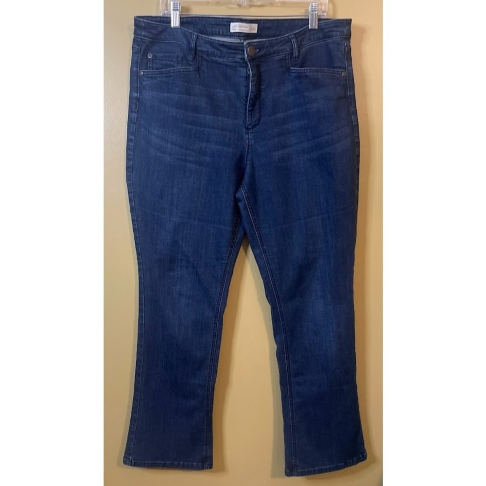 J. Jill Barely Boot Cut Jeans Women 16 Dark Blue Excellent Smooth-Fit‎ Stretch